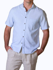 Blue Sack Weave Short Sleeve Shirt 