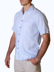 Blue Sack Weave Short Sleeve Shirt 