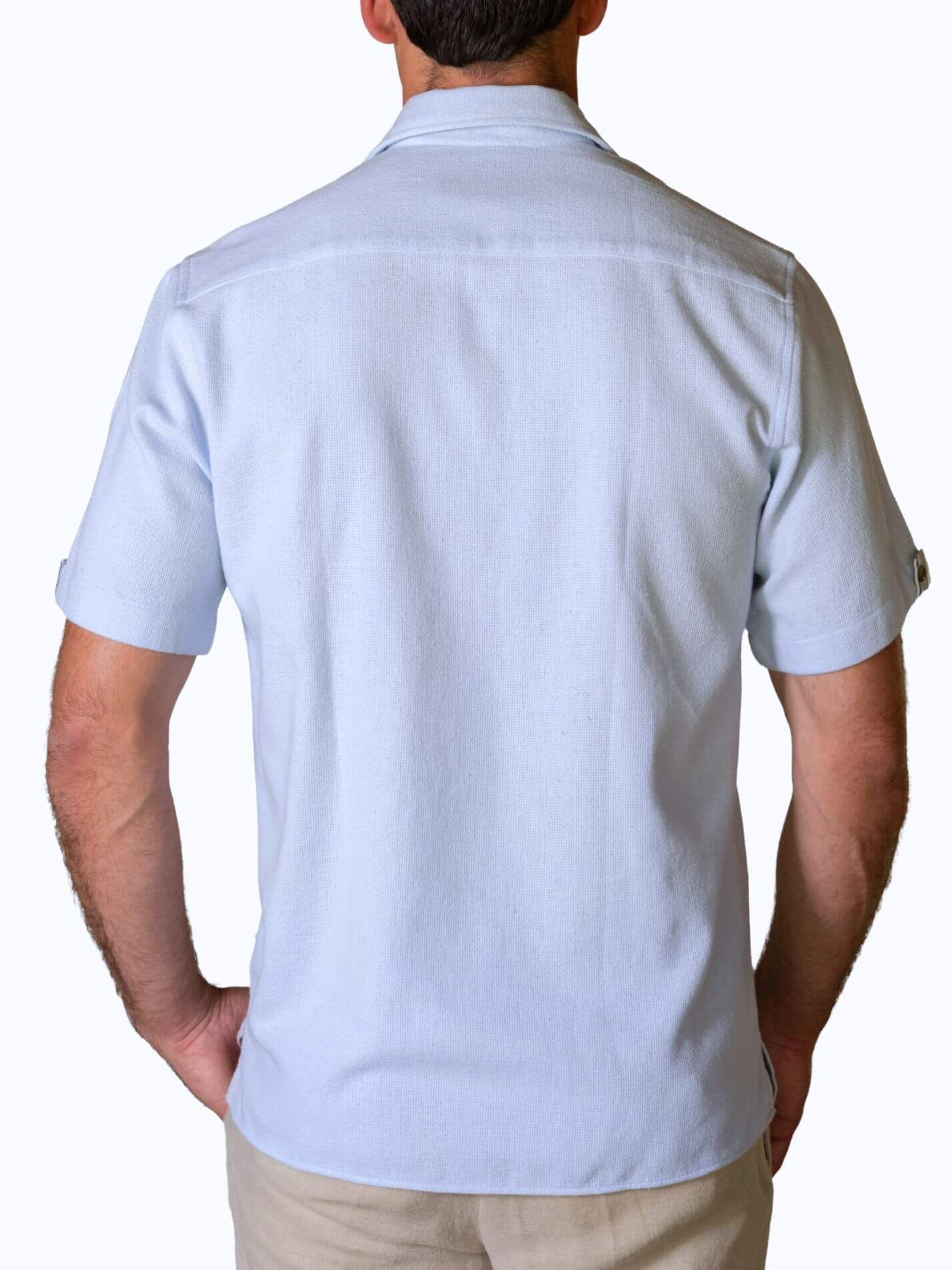 Blue Sack Weave Short Sleeve Shirt 