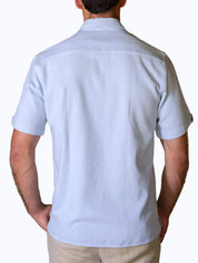 Blue Sack Weave Short Sleeve Shirt 