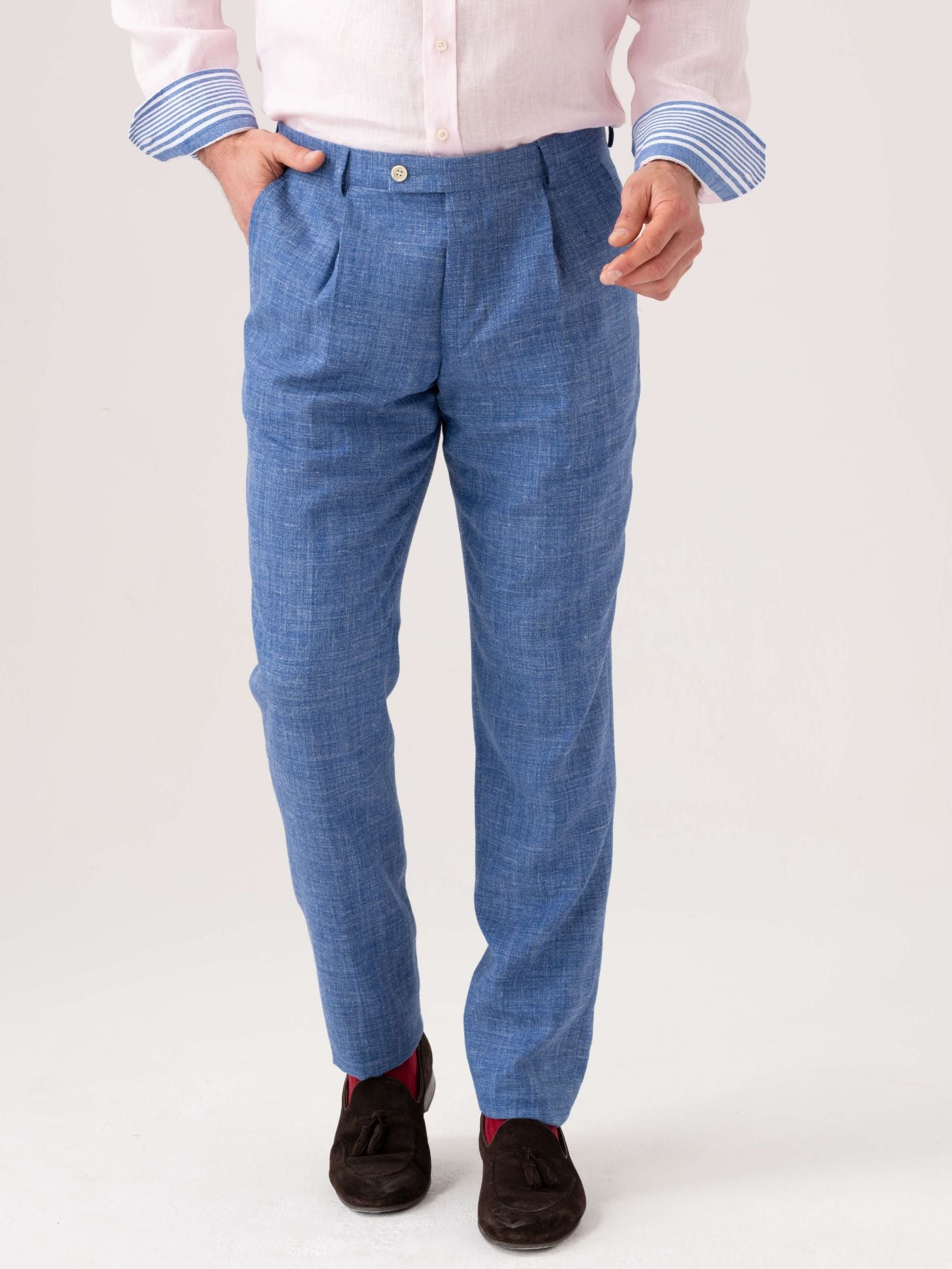 Blue Linen Suit Trousers by Koy Clothing