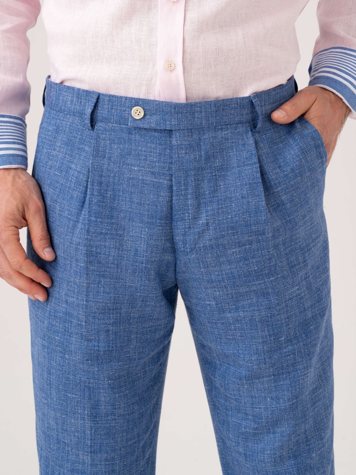 Blue Linen Suit Trousers by Koy Clothing