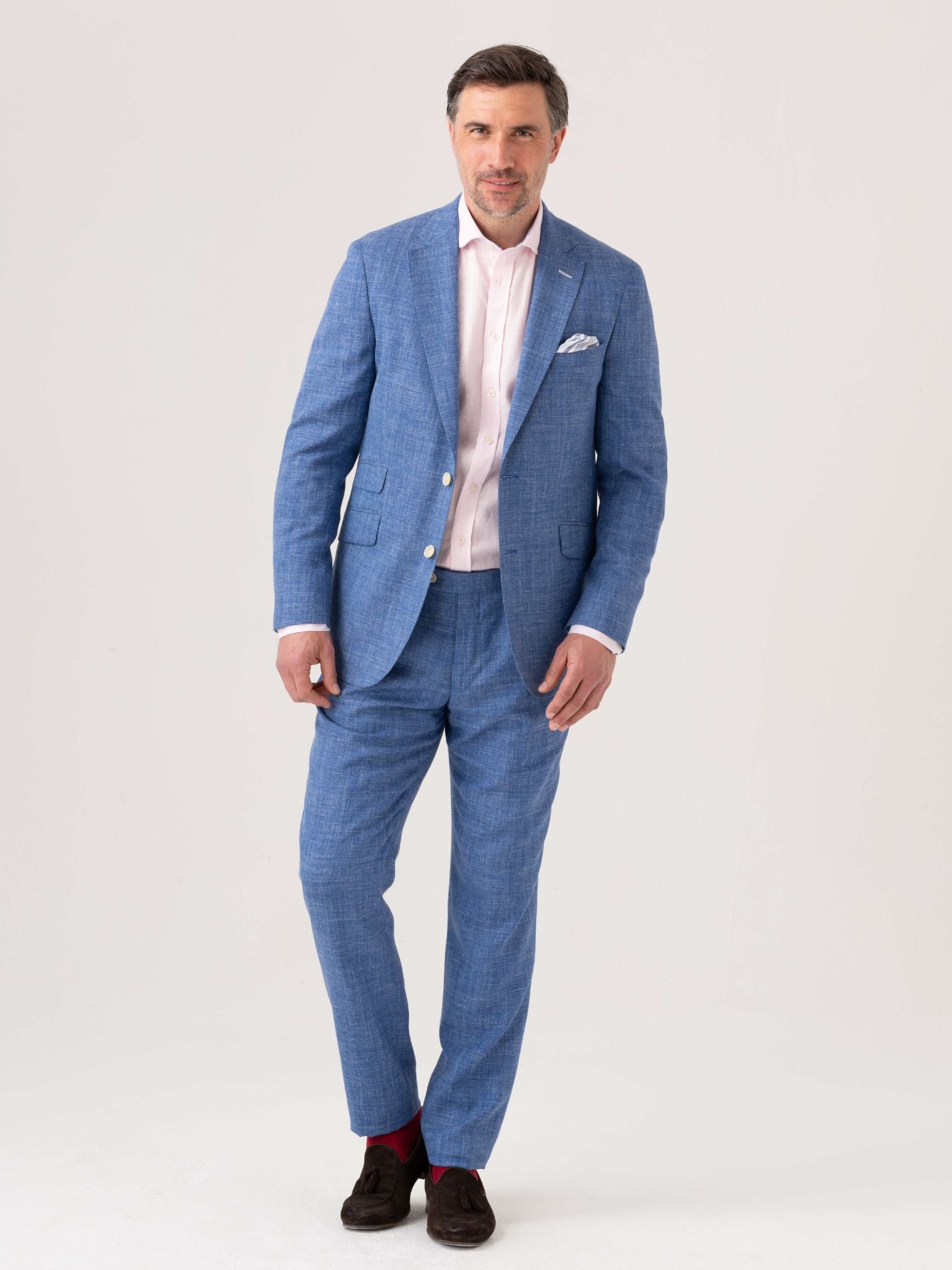 Blue Linen Suit Trousers by Koy Clothing