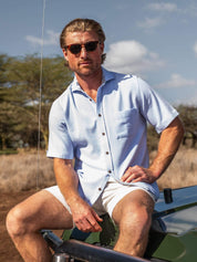 Blue Sack Weave Short Sleeve Shirt 