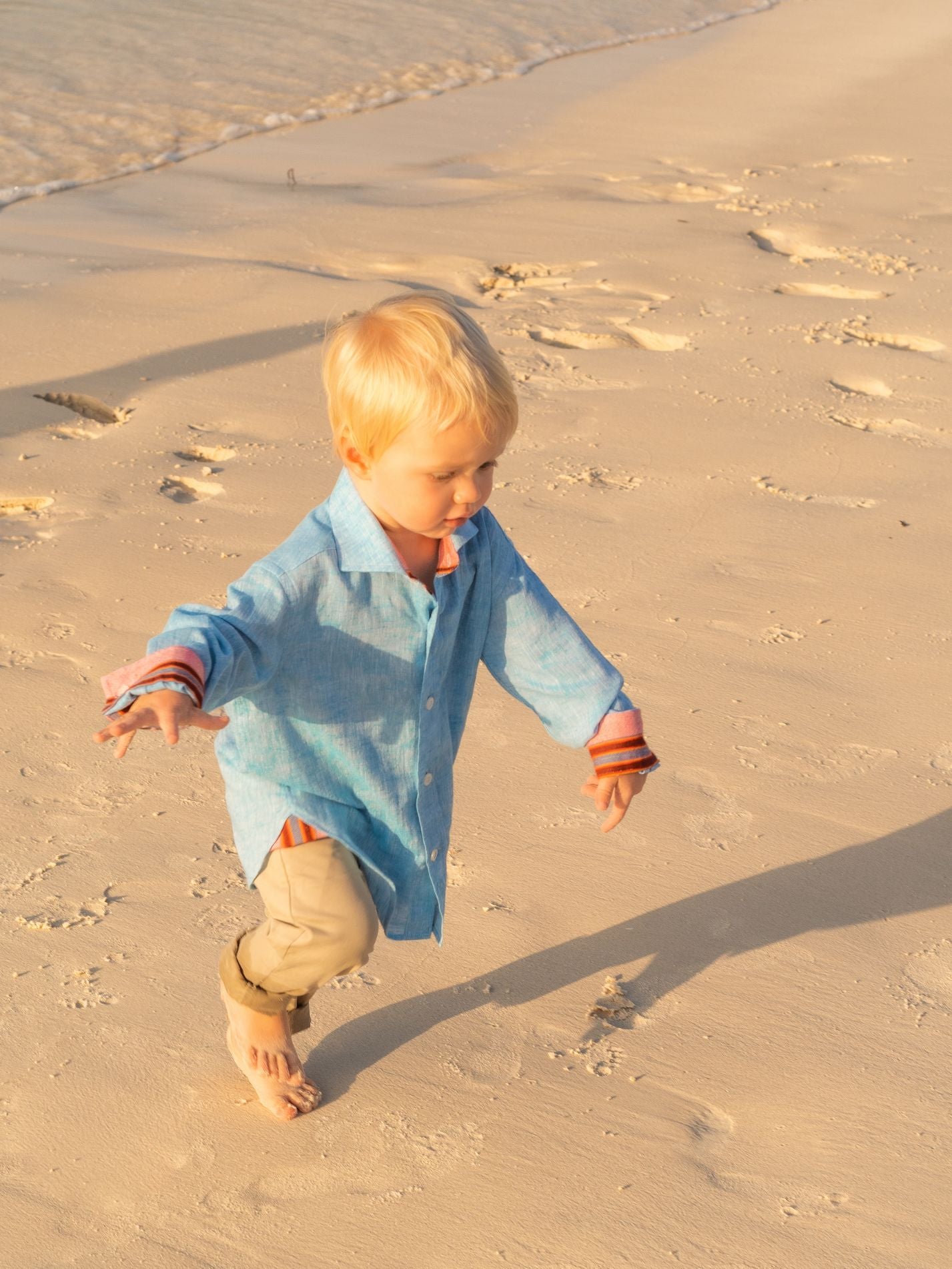 Boys Anga Sky Blue Linen Shirt by Koy Clothing