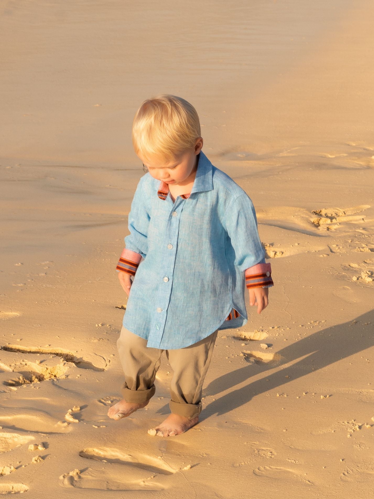 Boys Anga Sky Blue Linen Shirt by Koy Clothing