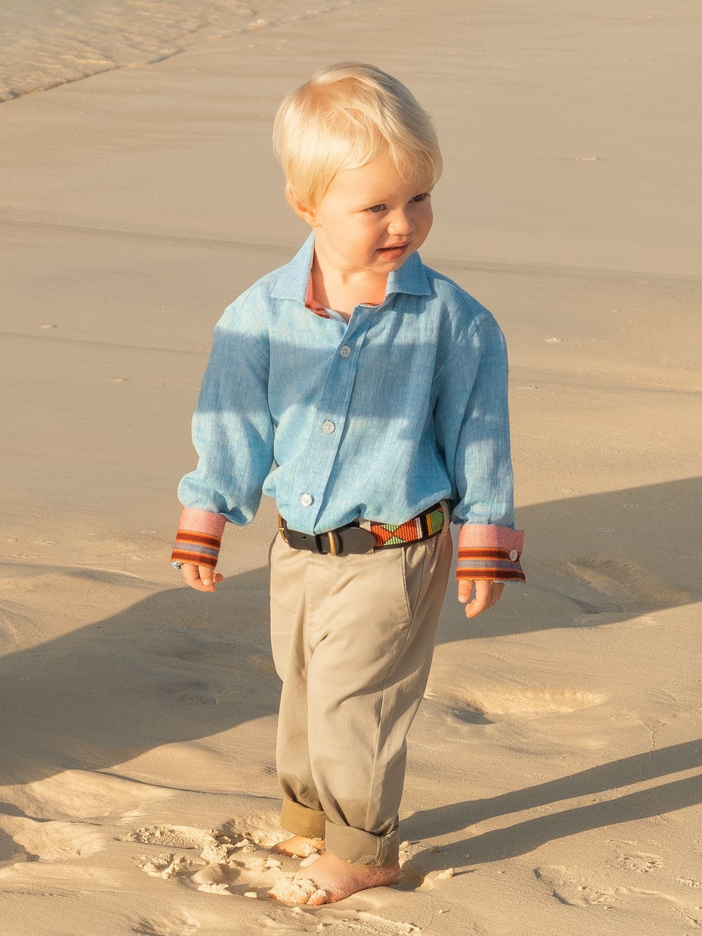 Boys Anga Sky Blue Linen Shirt by Koy Clothing