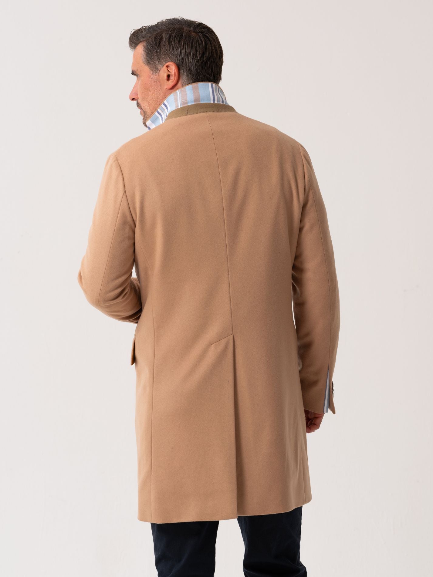 Men’s camel wool overcoat – back view