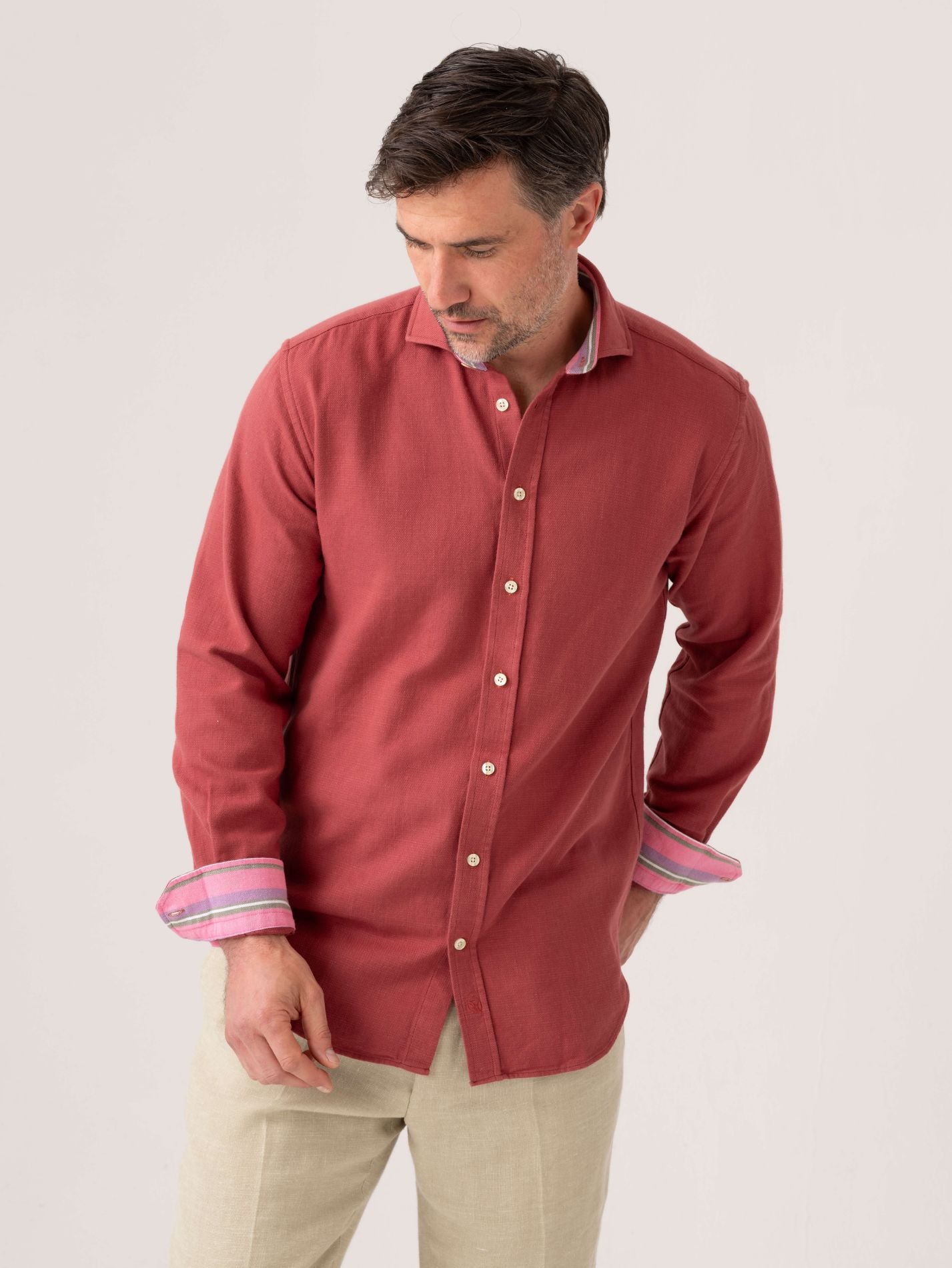 Coral Brushed Cotton Shirt