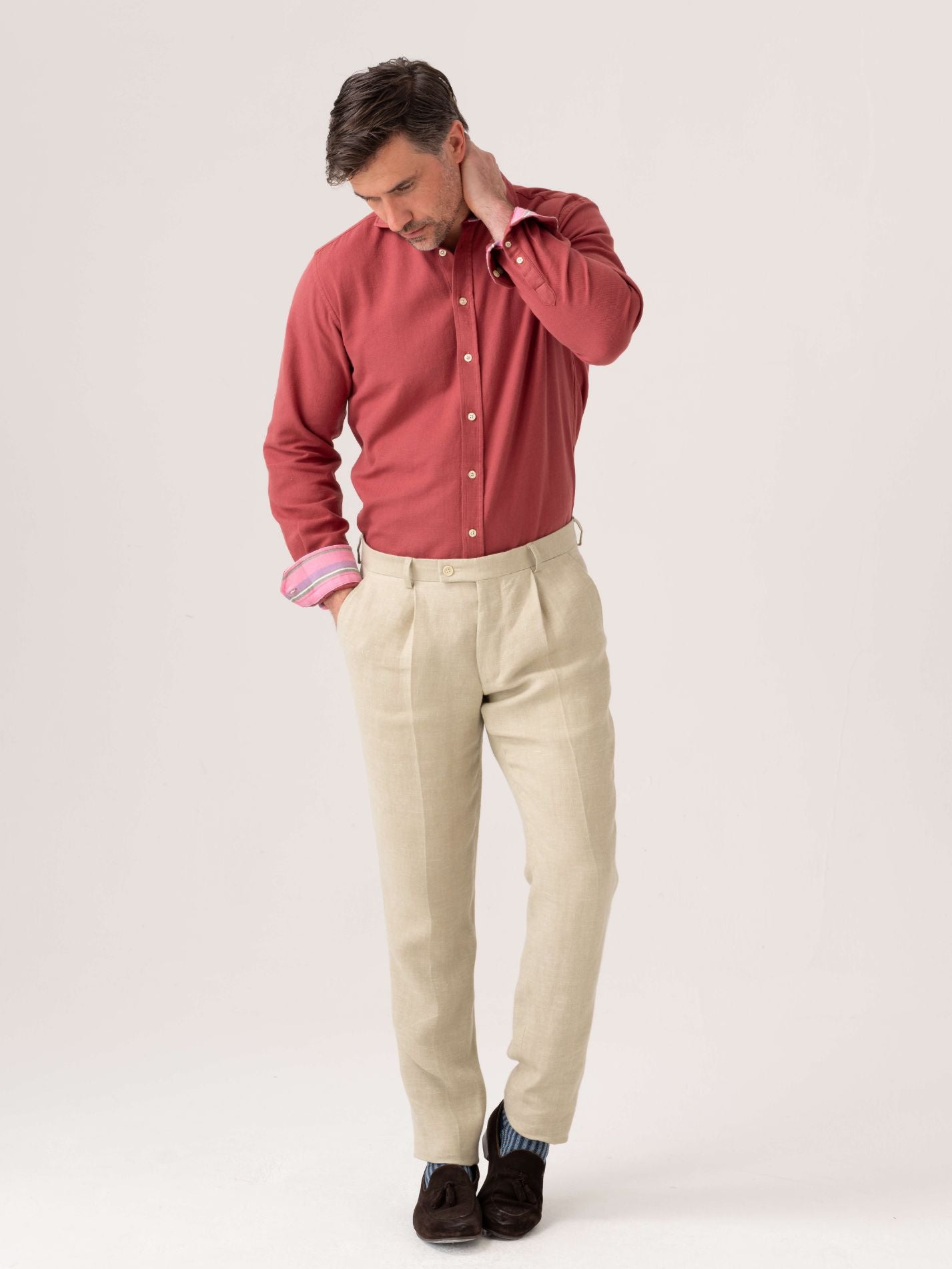 Coral Brushed Cotton Shirt