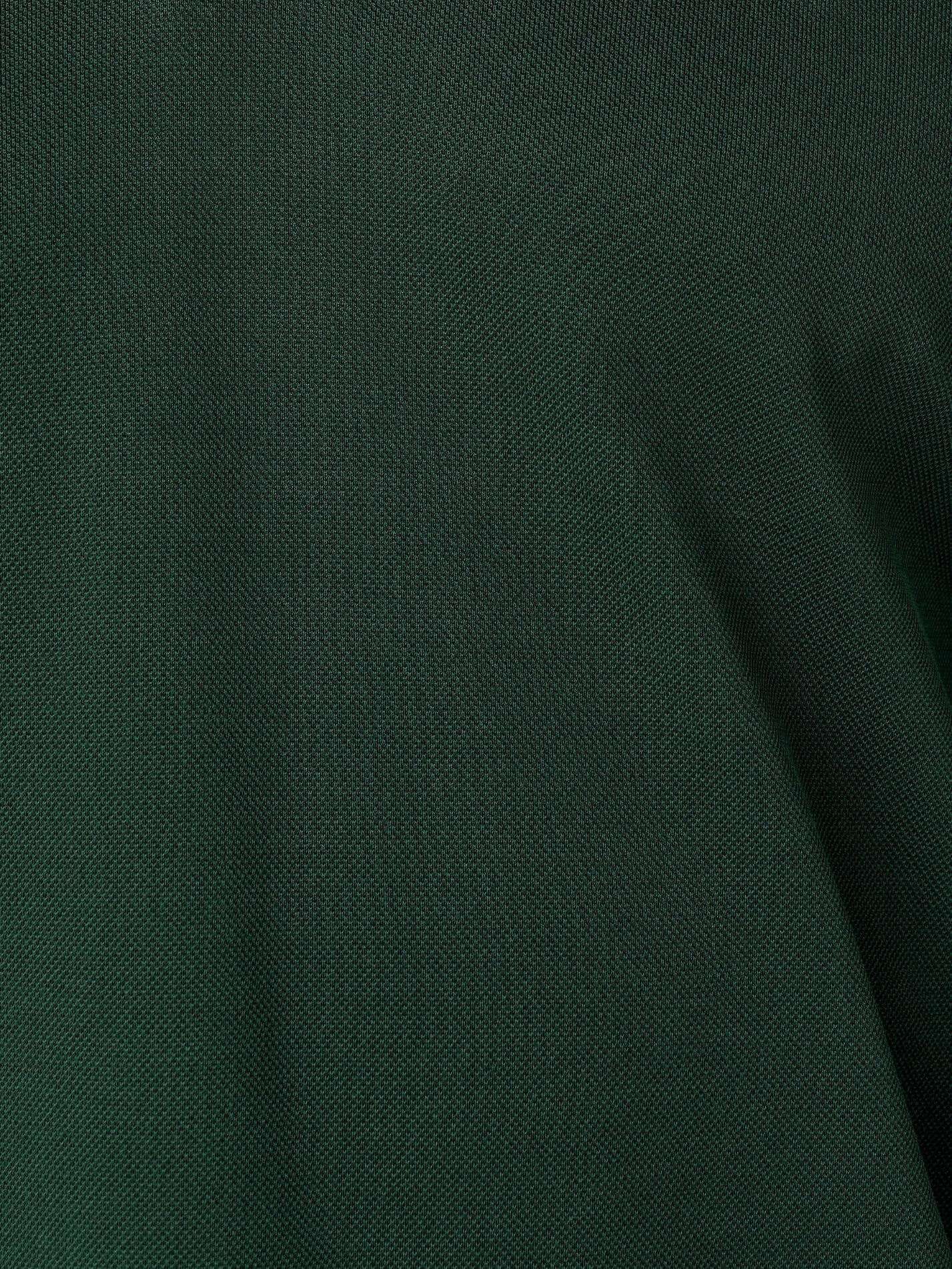 Forest Green long-sleeve Cotton Piqué polo shirt, Kenyan Kikoy trim on the front placket, cuffs and collar
