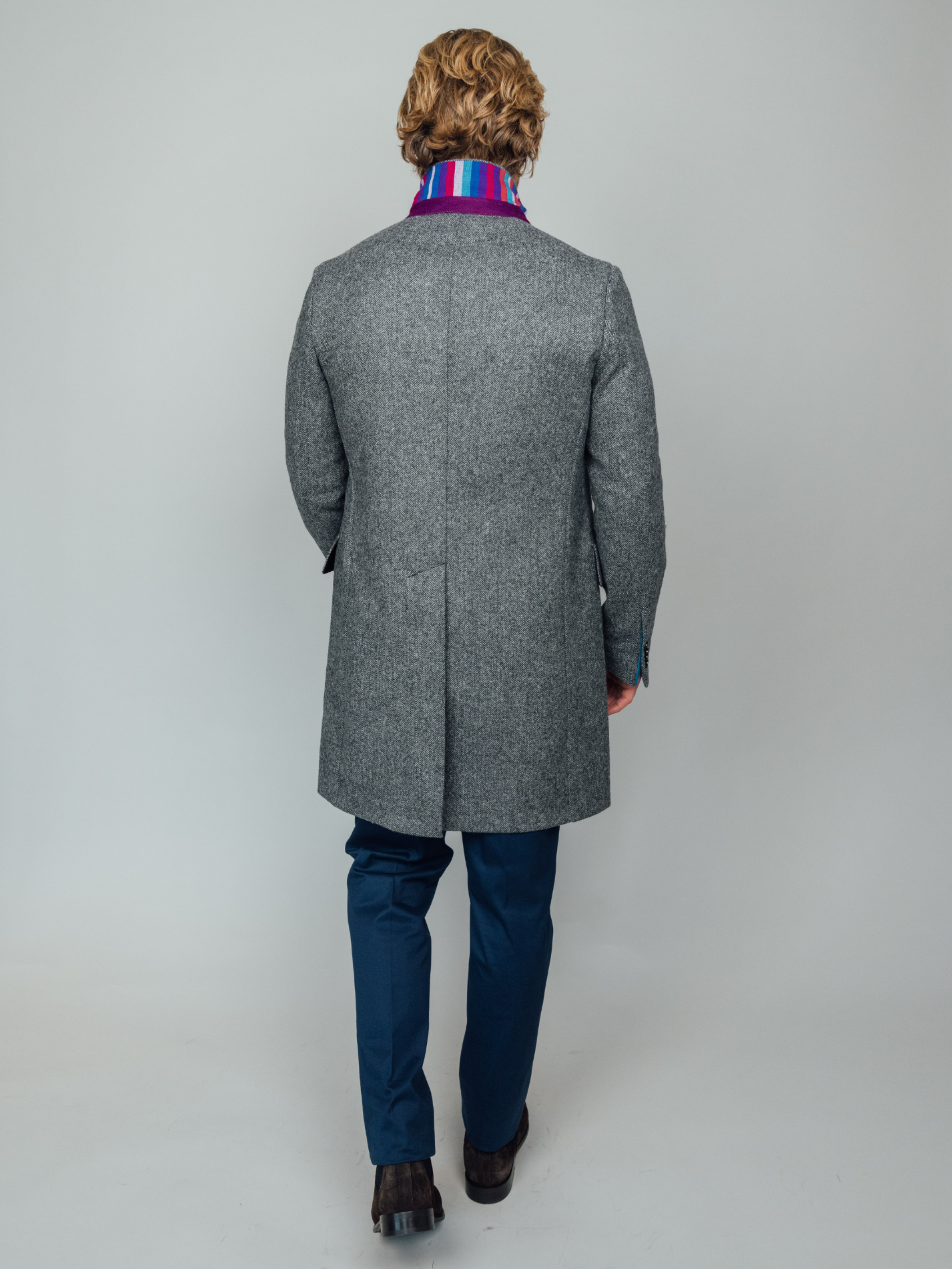 Men's Charcoal British Wool Herringbone Overcoat | Koy Clothing Men's Charcoal British Wool Herringbone Overcoat | Koy Clothing