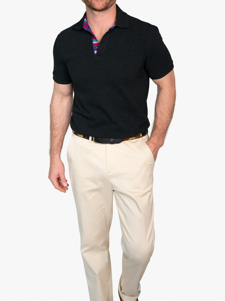 Black polo shirt sales and khaki pants
