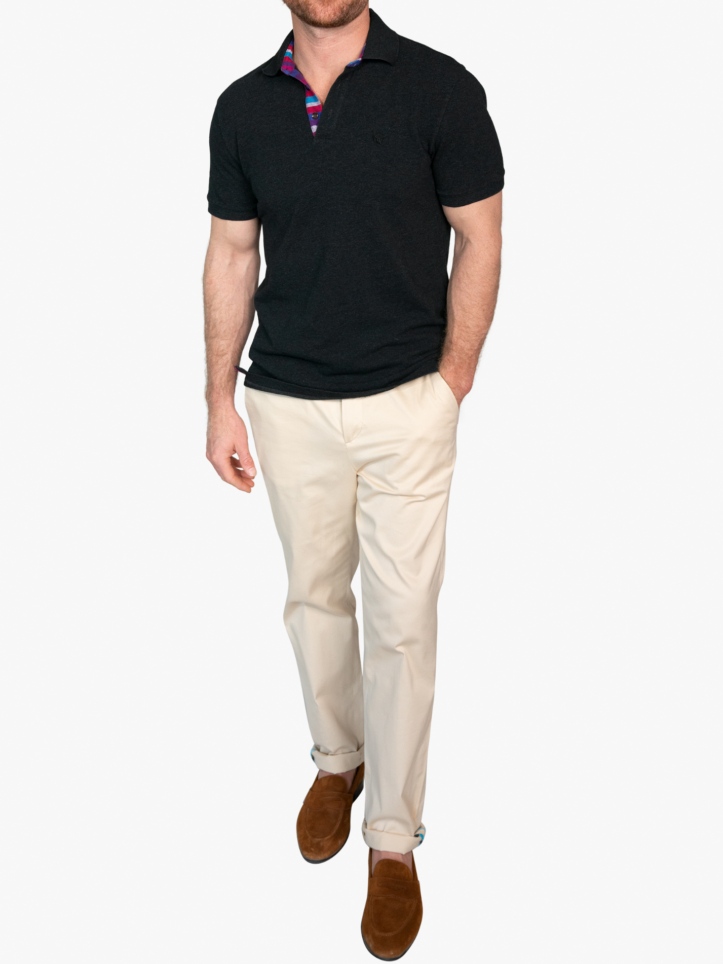 Kugawana Charcoal Short-Sleeved Polo Shirt