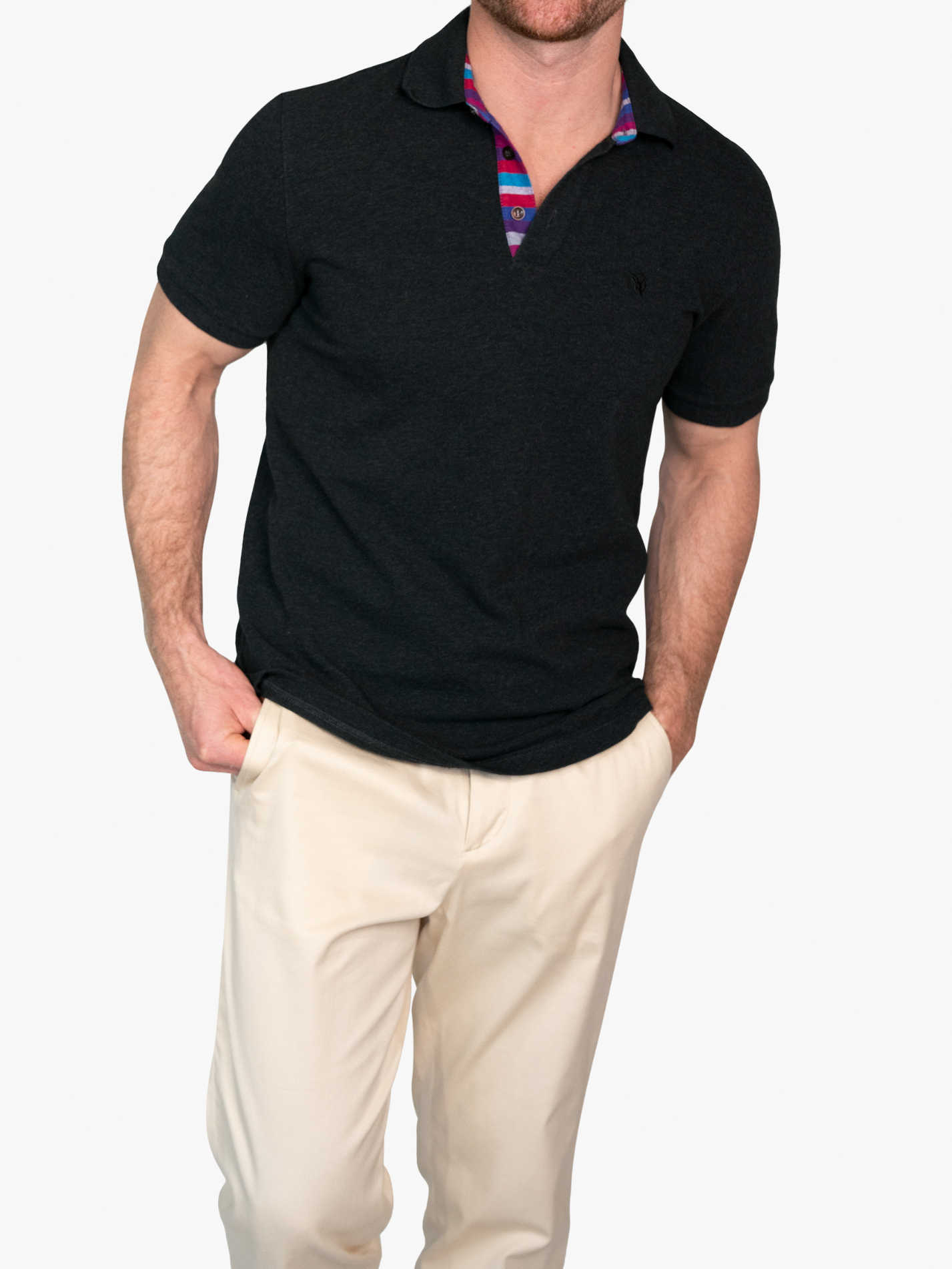 Kugawana Charcoal Short-Sleeved Polo Shirt