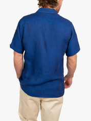 Royal Blue Short-Sleeved Linen Shirt