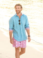 Nyota Turquoise Linen Shirt