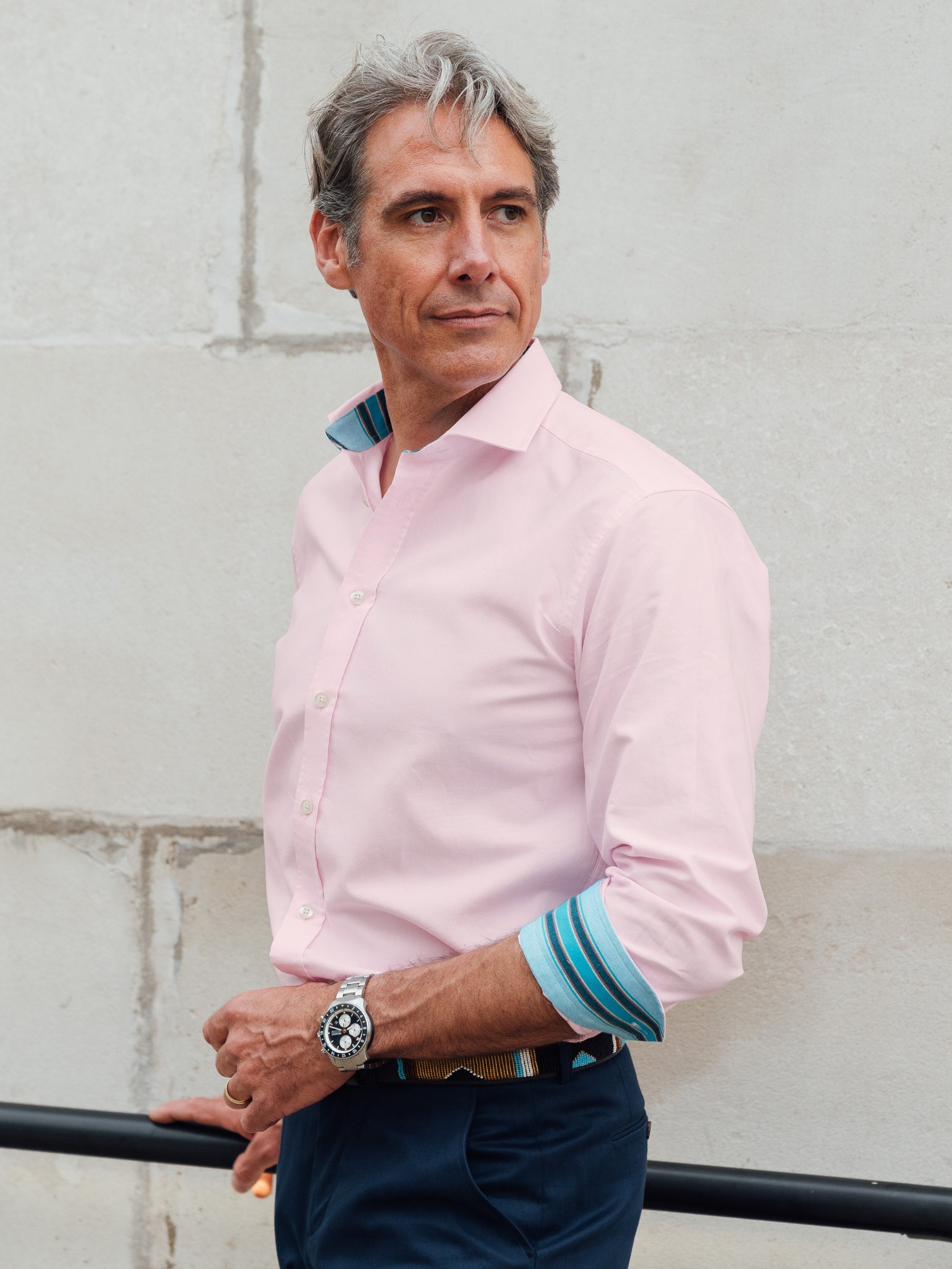 Mens Pink Oxford Cotton Shirt