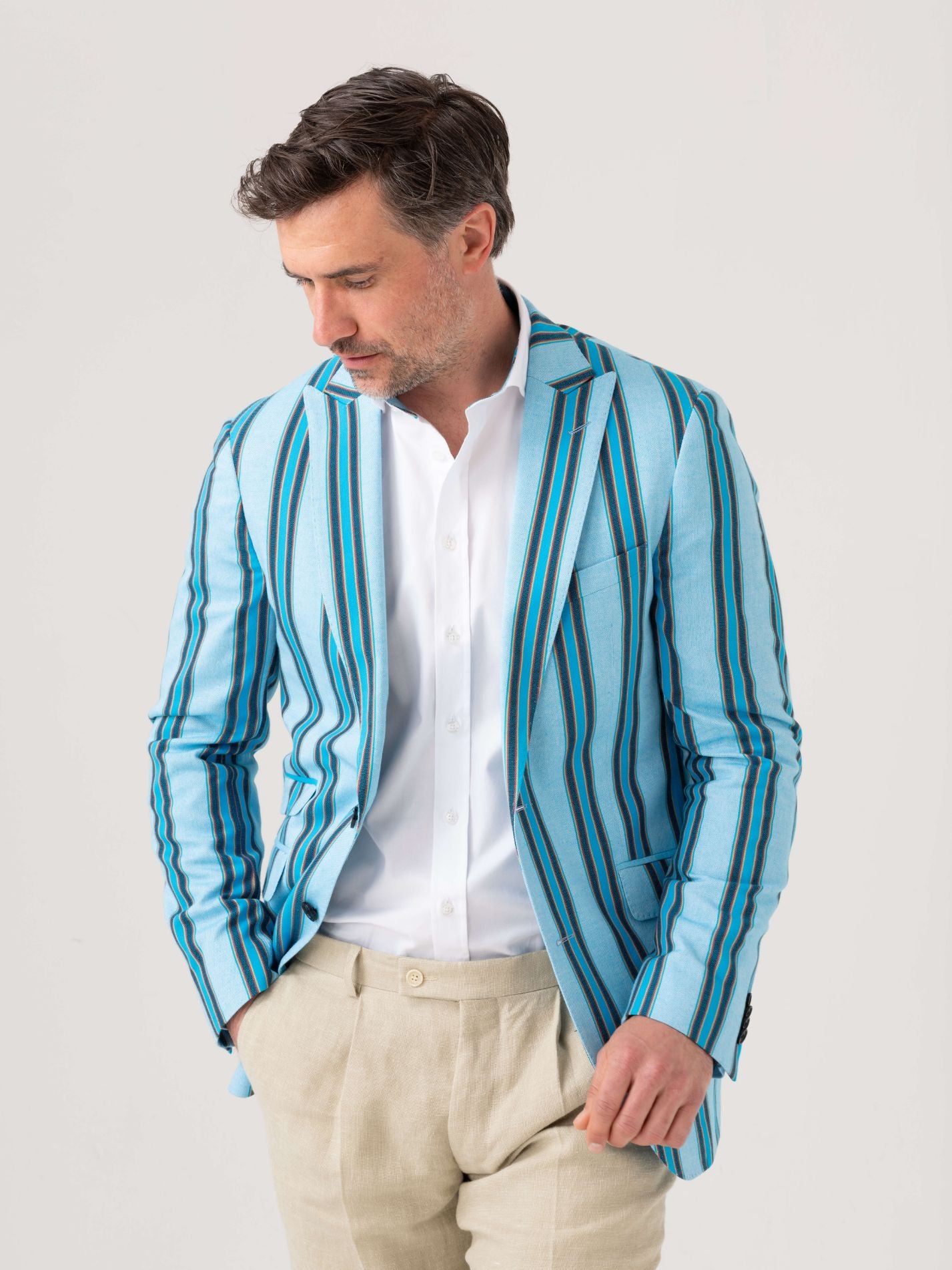Turquoise Striped Kikoy Blazer