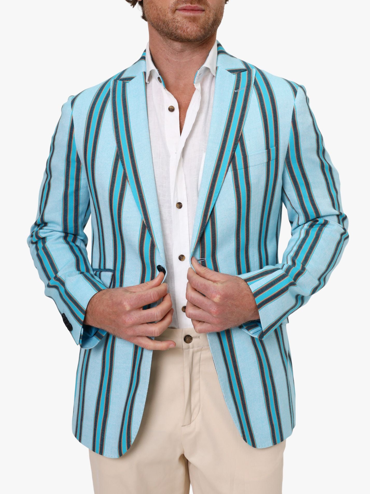 Turquoise Striped Kikoy Blazer