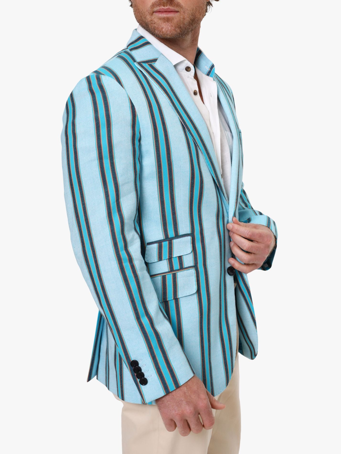 Turquoise Striped Kikoy Blazer