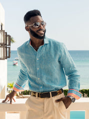 Nyota Turquoise Linen Shirt by Koy Clothing