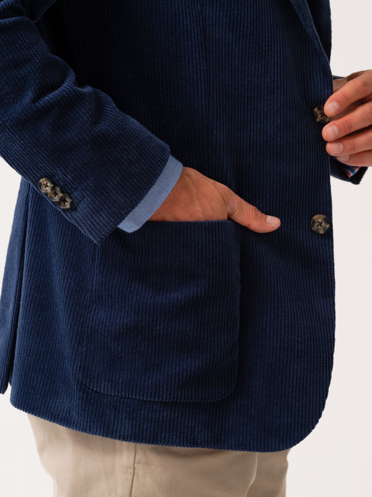 Mens Navy Corduroy Blazer with patch pockets