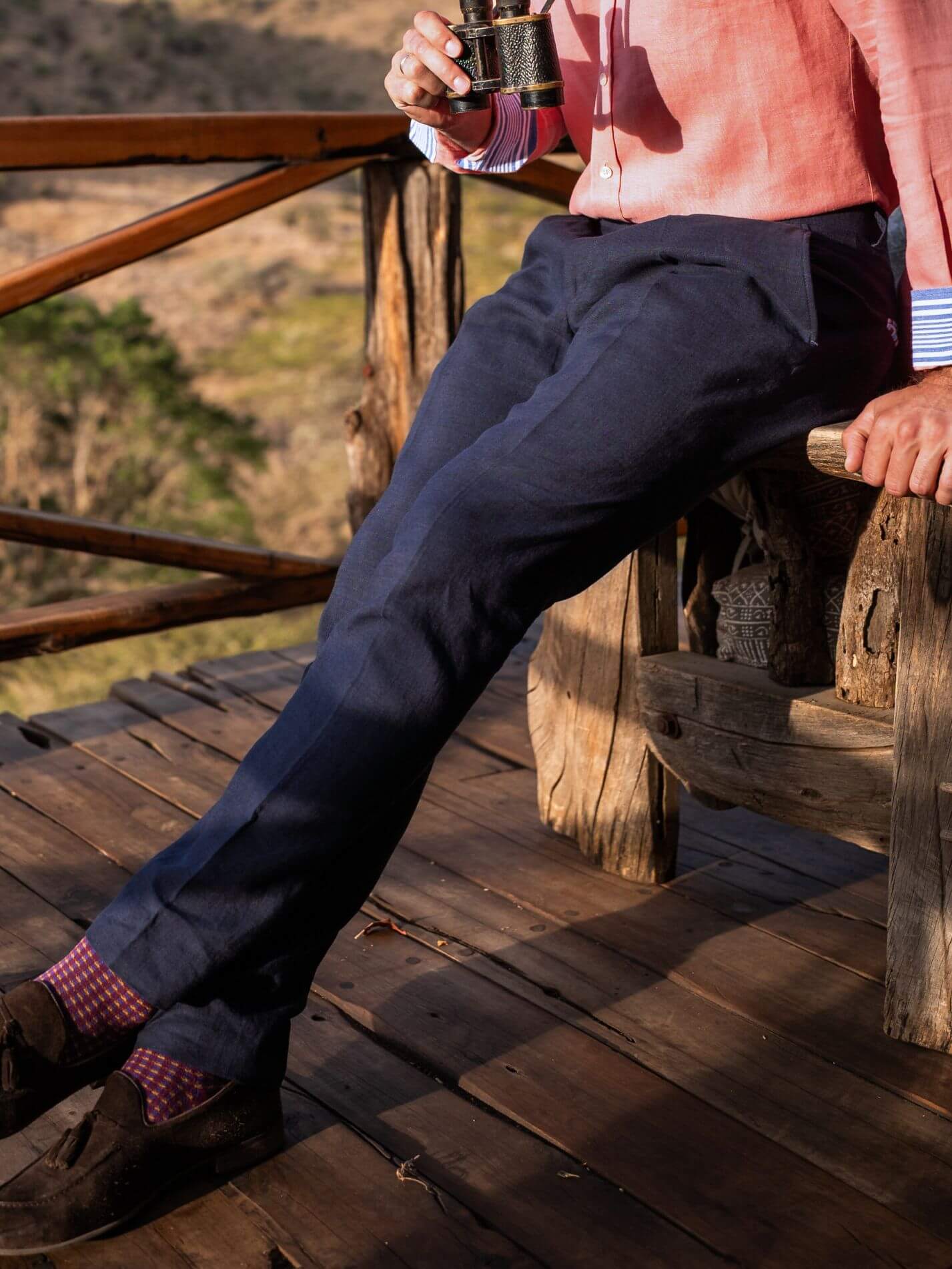 Navy Linen Suit Trousers