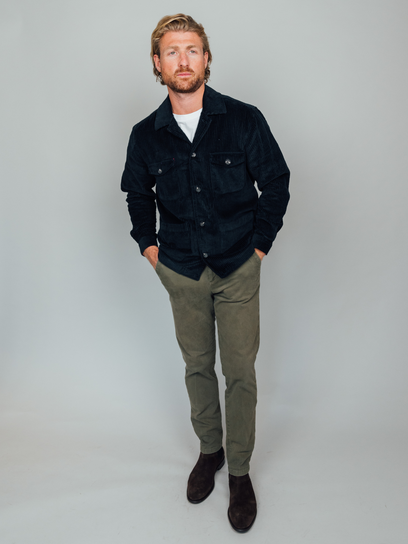 Dark Navy Cord Shirt-Jacket by Koy Clothing 