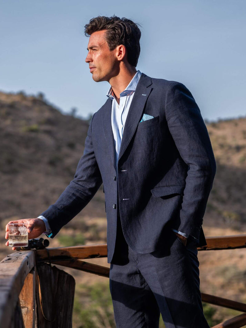 Navy Linen Blazer
