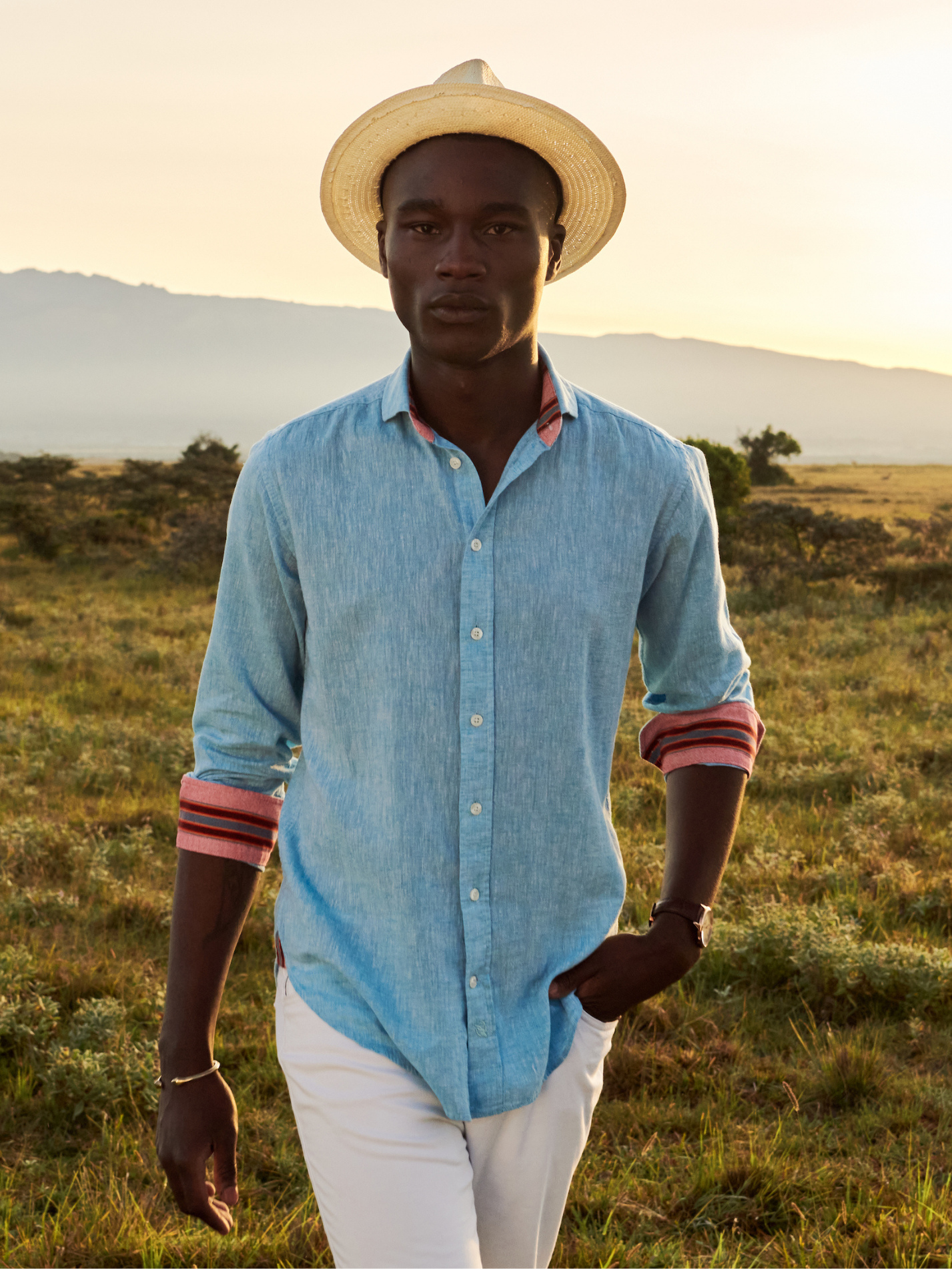 Anga Sky-Blue Linen Shirt