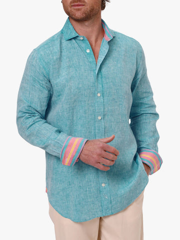 Nyota Turquoise Linen Shirt by Koy Clothing