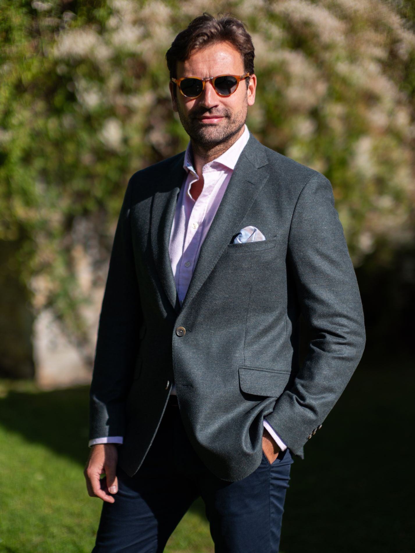 Olive Wool & Cashmere Blazer 