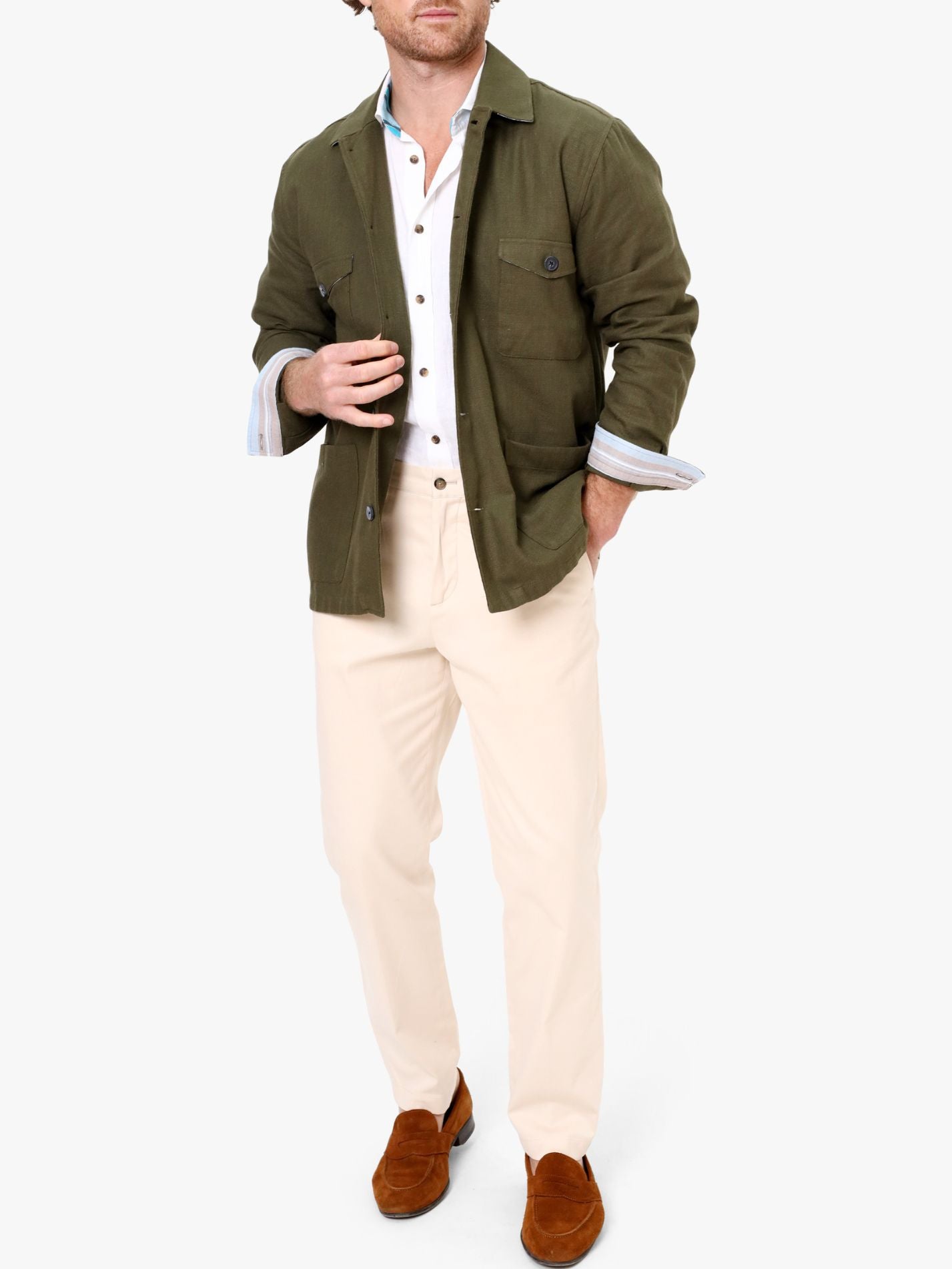 Olive Cotton Shirt-Jacket by Koy Clothing