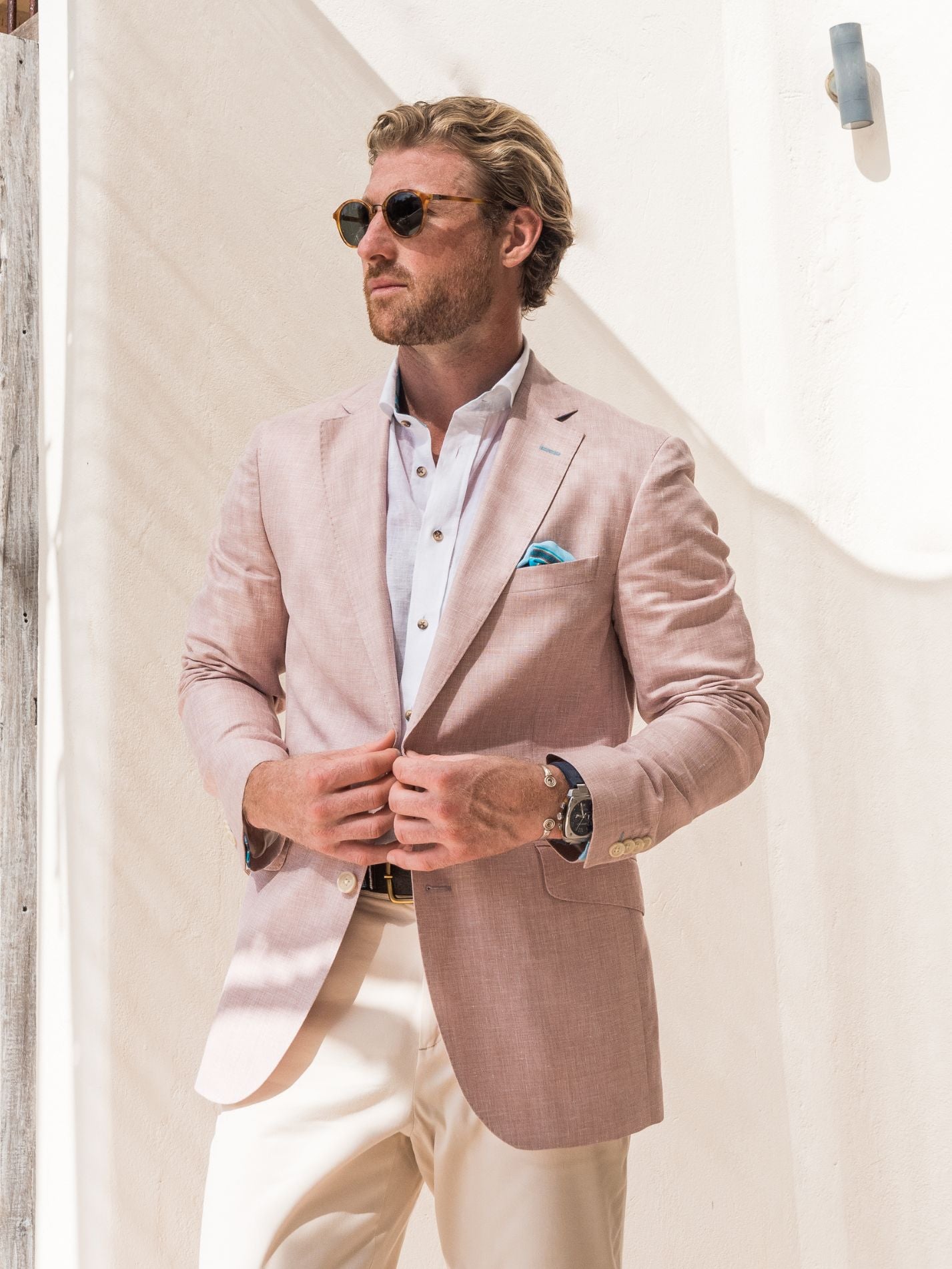 Pink Linen Blend Blazer/Suit