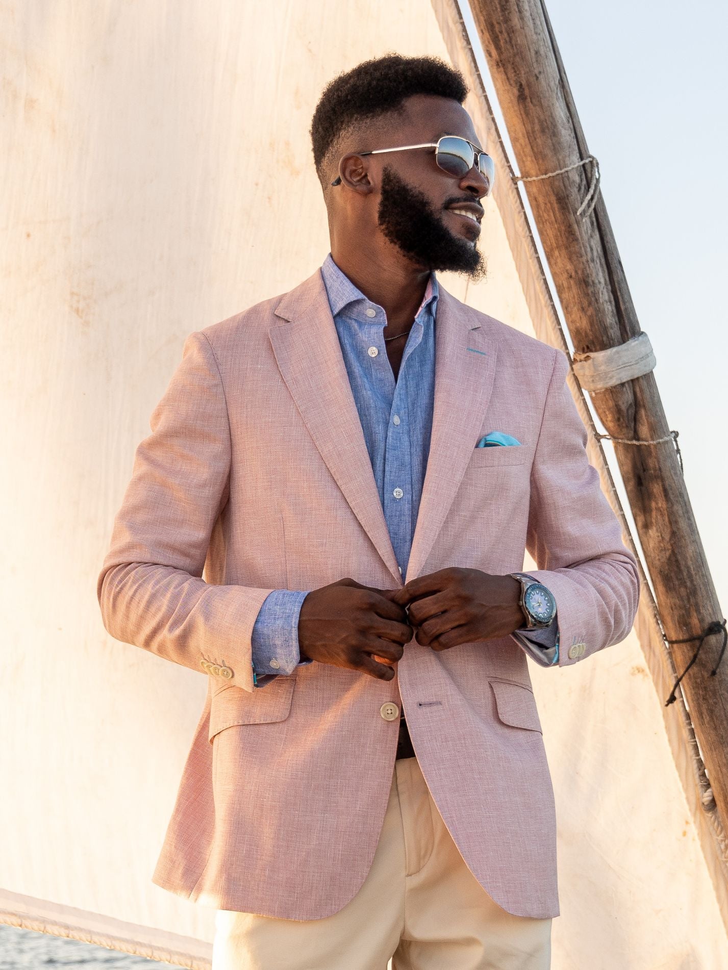 Pink Linen Blend Blazer