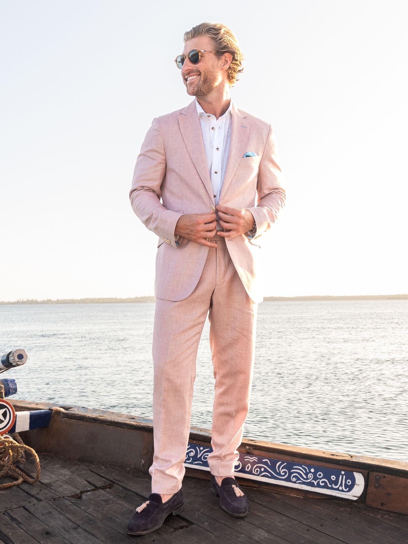 Pink Linen Blend Blazer