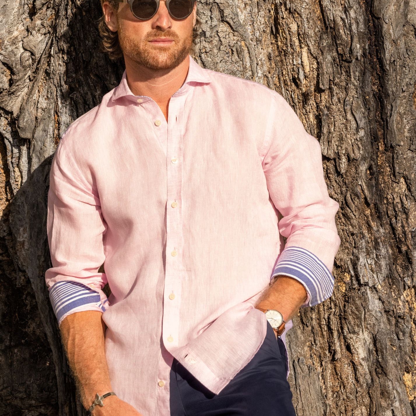 Flamingo Pink Linen Shirt