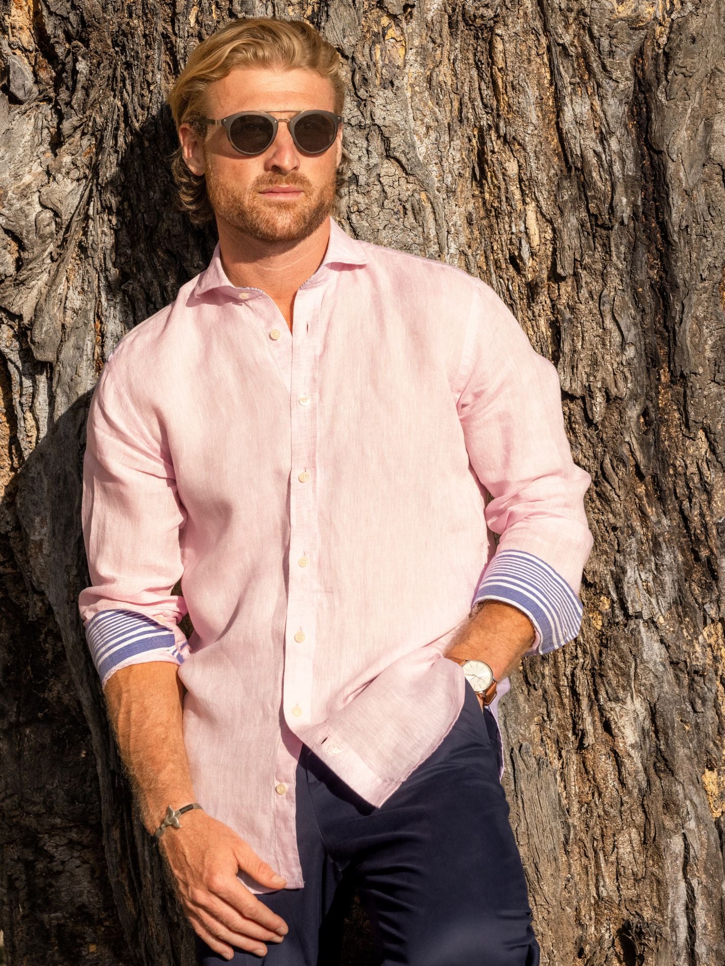 Flamingo Pink Linen Shirt