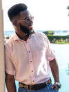 Pink Short-Sleeved Linen Shirt by Koy Clothing