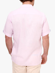 Pink Short-Sleeved Linen Shirt by Koy Clothing