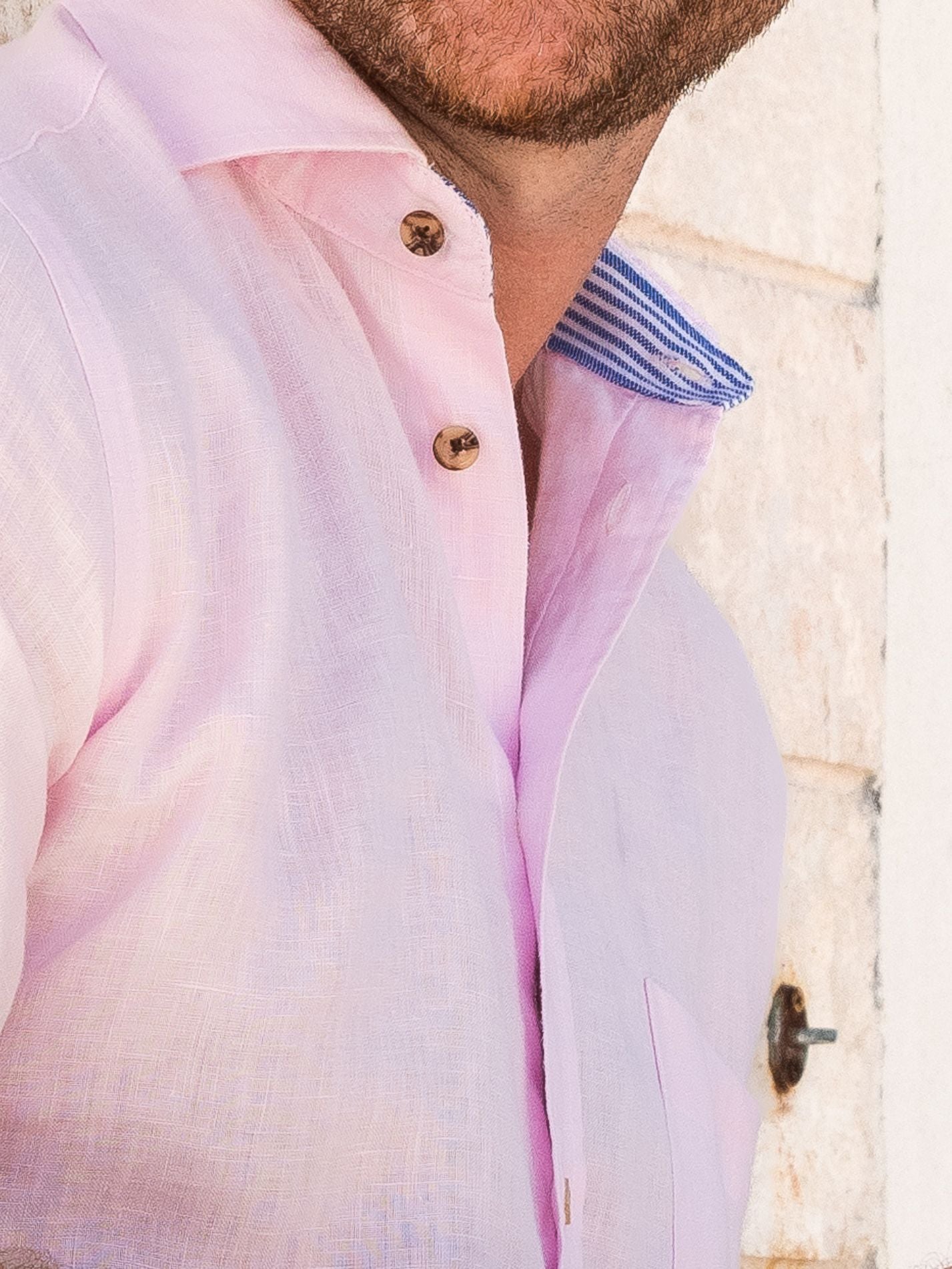 Pink Short-Sleeved Linen Shirt by Koy Clothing