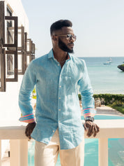 Nyota Turquoise Linen Shirt