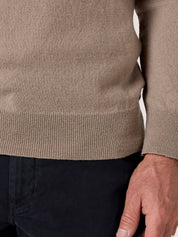 Stone quarter-zip jumper in 100% Merino wool, with Kenyan Kikoy trim inside the collar