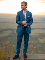 Teal Linen Blend Blazer 