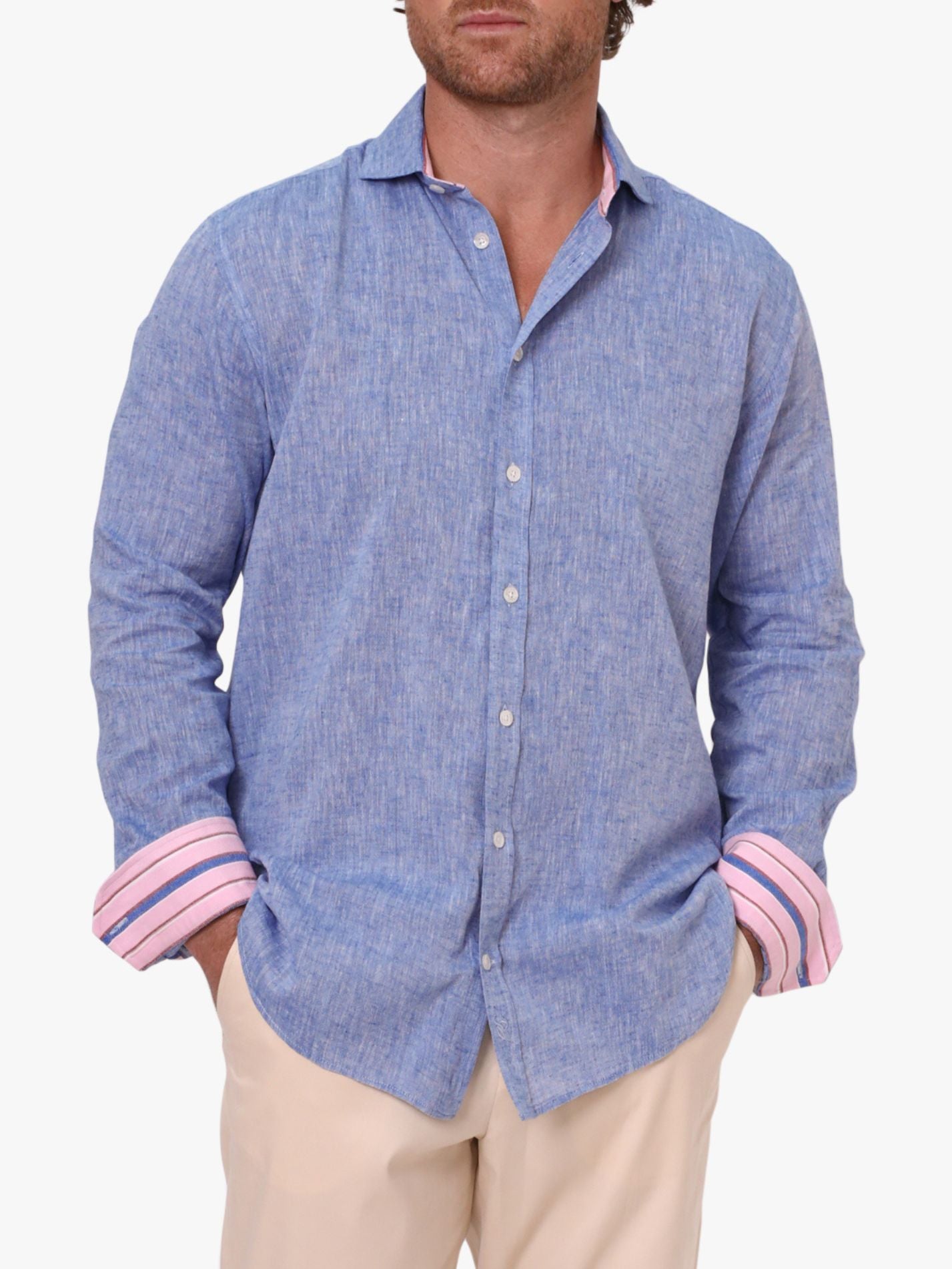 Mida Blue Linen Shirt