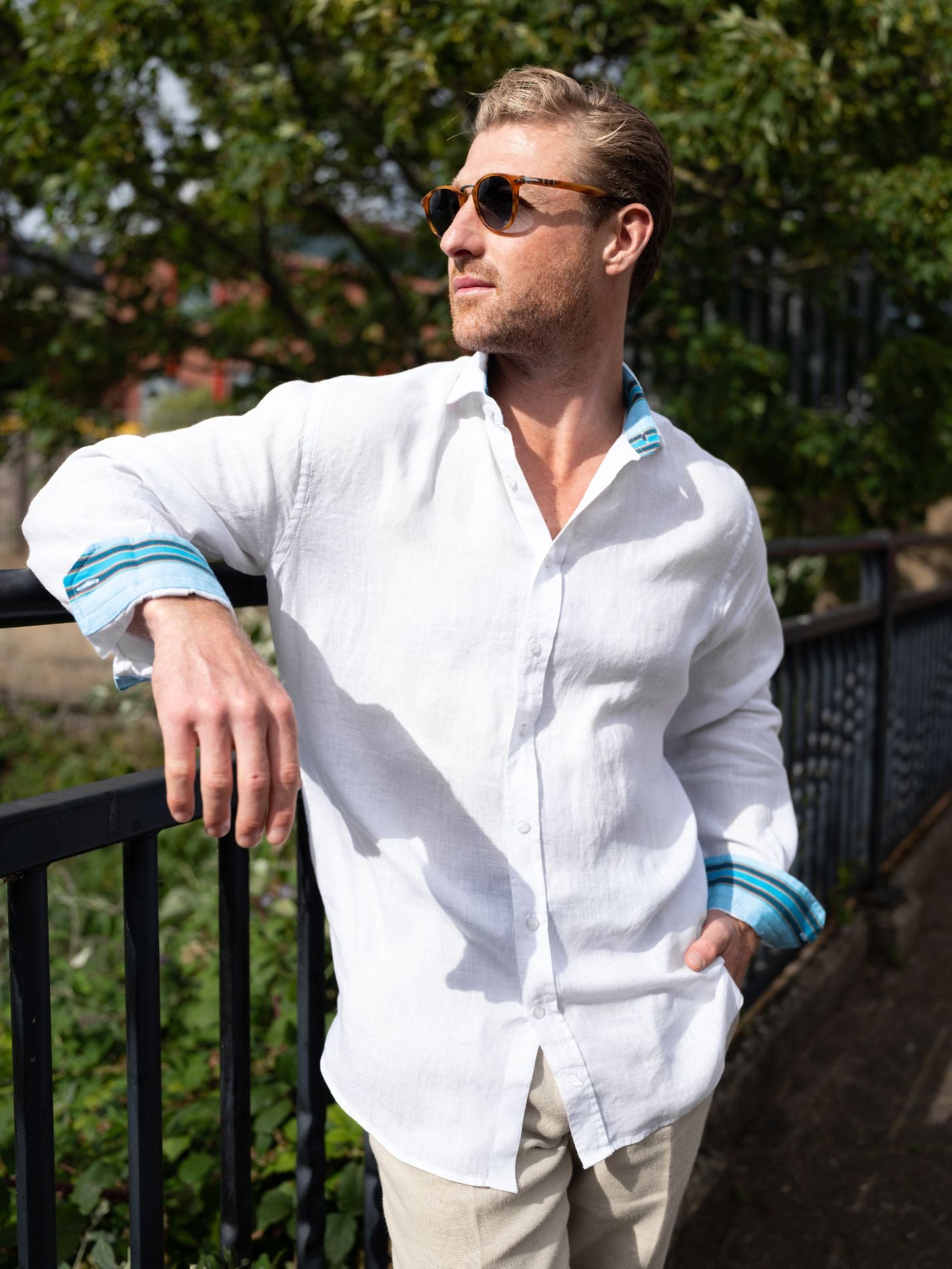 White Linen Shirt - Cutaway Collar