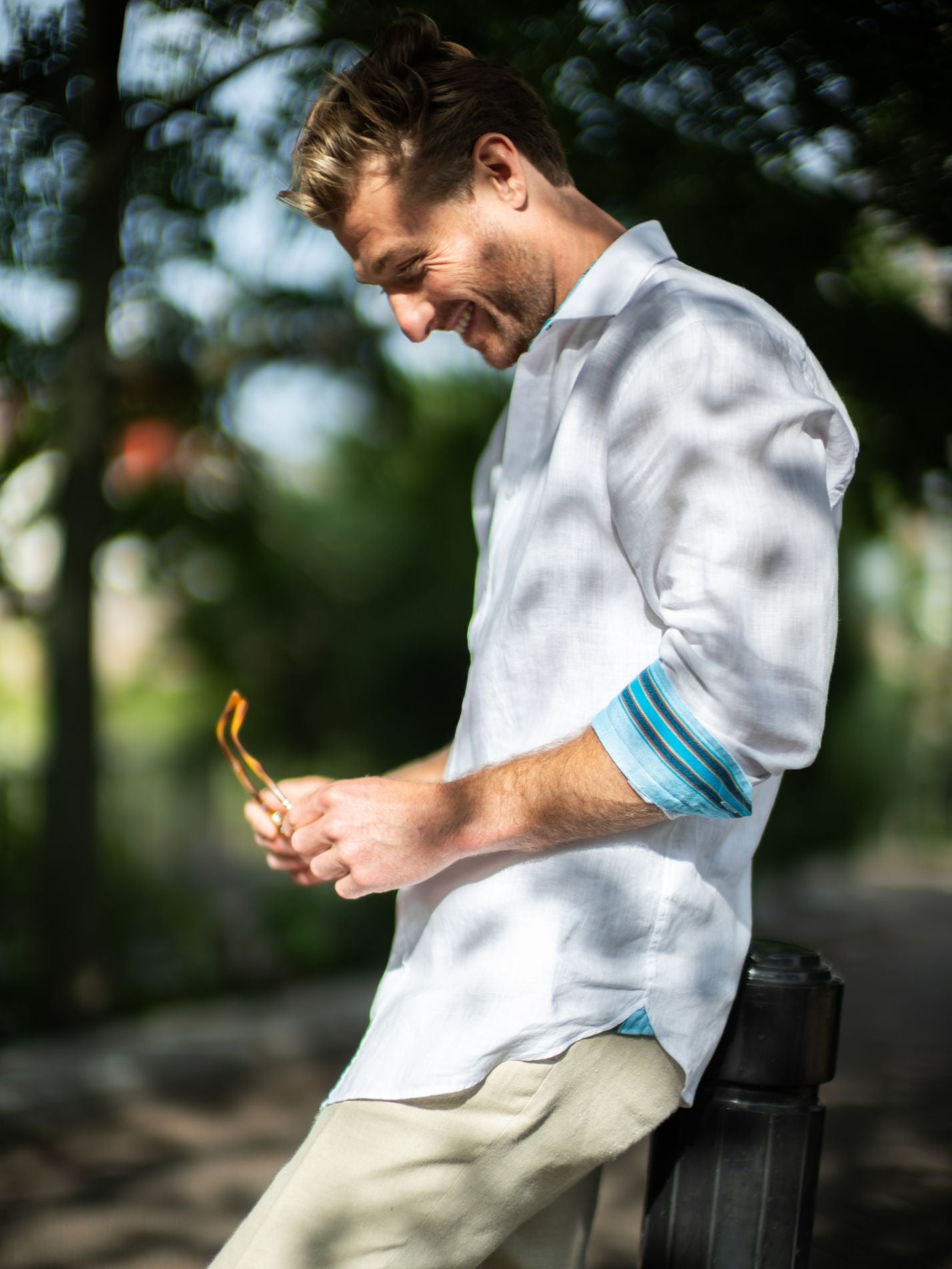 White Linen Shirt - Cutaway Collar