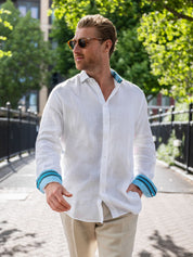 White Linen Shirt - Cutaway Collar