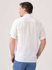 White Short-Sleeved Linen Shirt